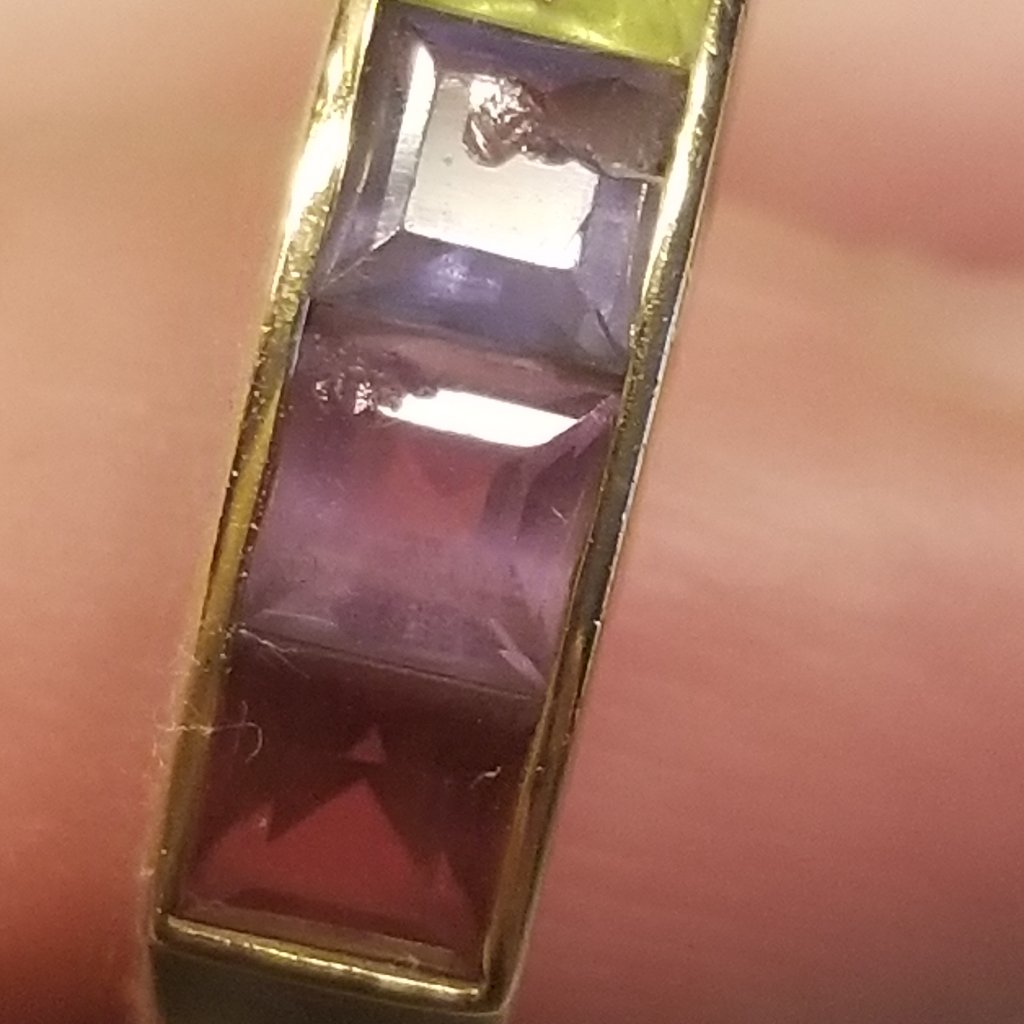 Rare Vintage Estate Mayors Birks 14k Princess Square Multi Gemstone Ring Band — image 6 of 8